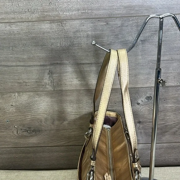 Coach East West F17727 Gallery Embossed Metallic Gold Leather Tote shoulder bag - Picture 5 of 12
